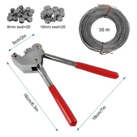 Sealing Pliers Set with Embossing, Eyelet Pliers for Tarpaulins, Safety Sealing Tool with 40 Round Seals and 30 Metres Sealing Cable, Suitable for Round Seals from 8 to 10 mm