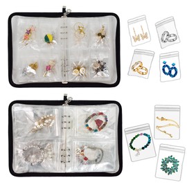 LingLingo Transparent Jewelry Storage Book Travel Jewelry Organizer Earring Organizer Case Bracelet Holder for Necklace Ring with Anti tarnish Pouches, Pack of 2