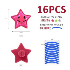 PFLYPF Pack of 15 Coloured Bicycle Spoke Clips, Stars with Reflectors, Bicycle Safety Accessories, Wheel Wire Clips, Night Bike Decoration Clips, with 1 Blue Reflective Bicycle Rim Sticker