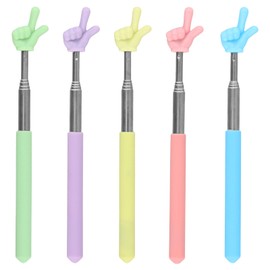 Pack of 5 Pointing Sticks, Extendable Finger, 68 cm, Multifunctional Stainless Steel Pointing Rod for Teachers, Children, Extendable for Classroom Interaction, Lectures, Reading and Presentations (B)