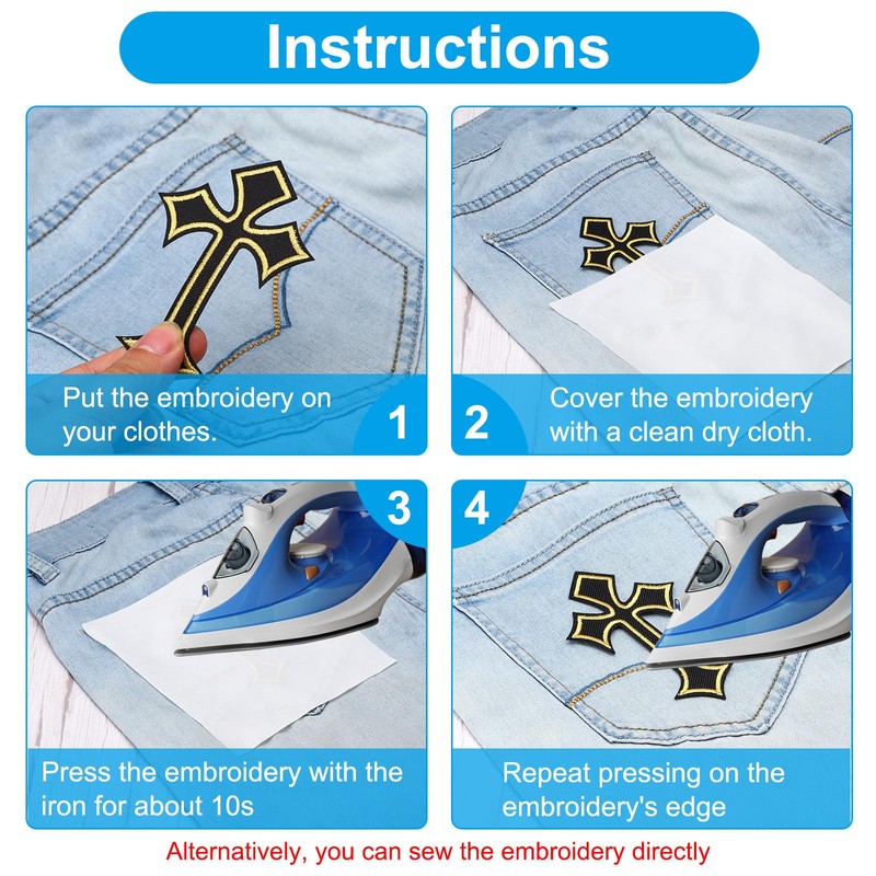 PATIKIL 10 Pcs Cross Embroidery Patch Cross Sewn Iron on