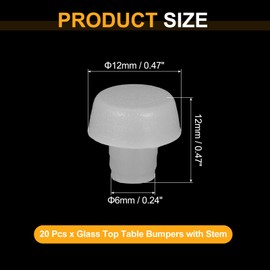 sourcing map 25Pcs Round Shape Glass Top Table Bumpers with Stem, Soft Rubber Grippers Anti Slip Pads for 6mm Hole, Table Spacers Furniture Cabinet Pads Foot End Caps Covers Protectors, White
