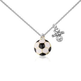 MAOFAED Soccer Gifts, I Love Soccer Necklace for Women, Sports Fan Jewelry Gift for Sports Player, Inspirational Gift(challengeSoccerCA)
