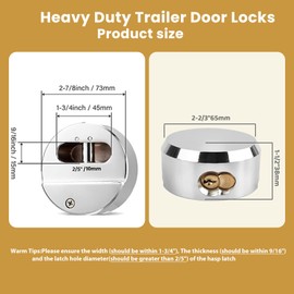 4 Pack Hidden Shackle Padlock Keyed Alike Heavy Duty Trailer Puck Padlocks Anti Theft 2-7/8" Solid Steel Puck Lock for Trailers Trucks Vans Shed Gates Garage