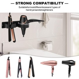 SelWatty Soporte para Secador de Pelo de Aluminio, Estante para Secador de Pelo, Soporte para Pelo Montado en la Pared, Organizador para Secador de Pelo, Herramientas para el Cabello, para Baño