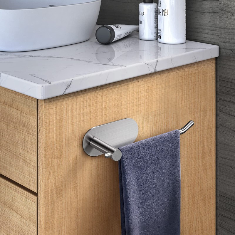 VAEHOLD Self Adhesive Hand Towel Holder for Bathroom, Silver Towel
