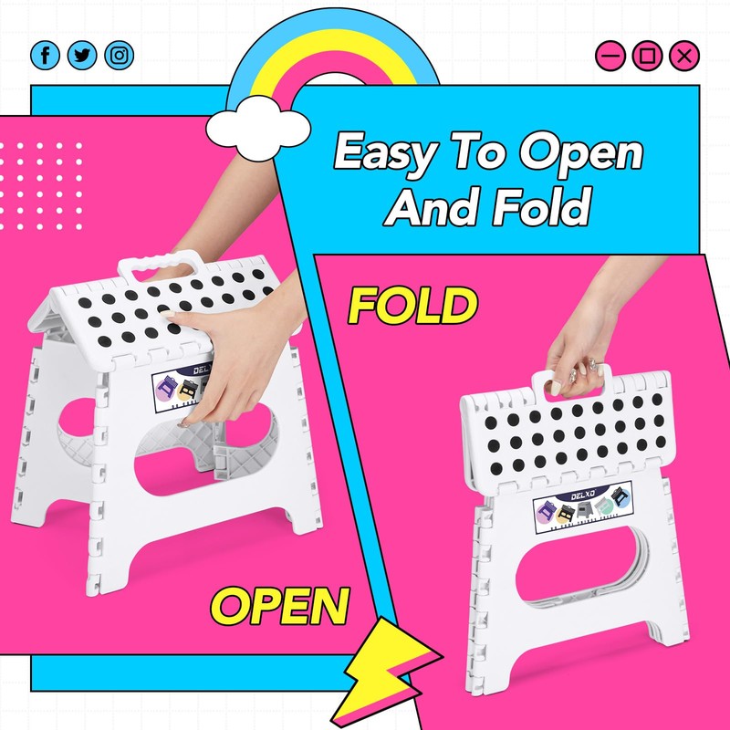Delxo Folding Step Stool,11 Inch Non-Slip Foldable Step Stools for