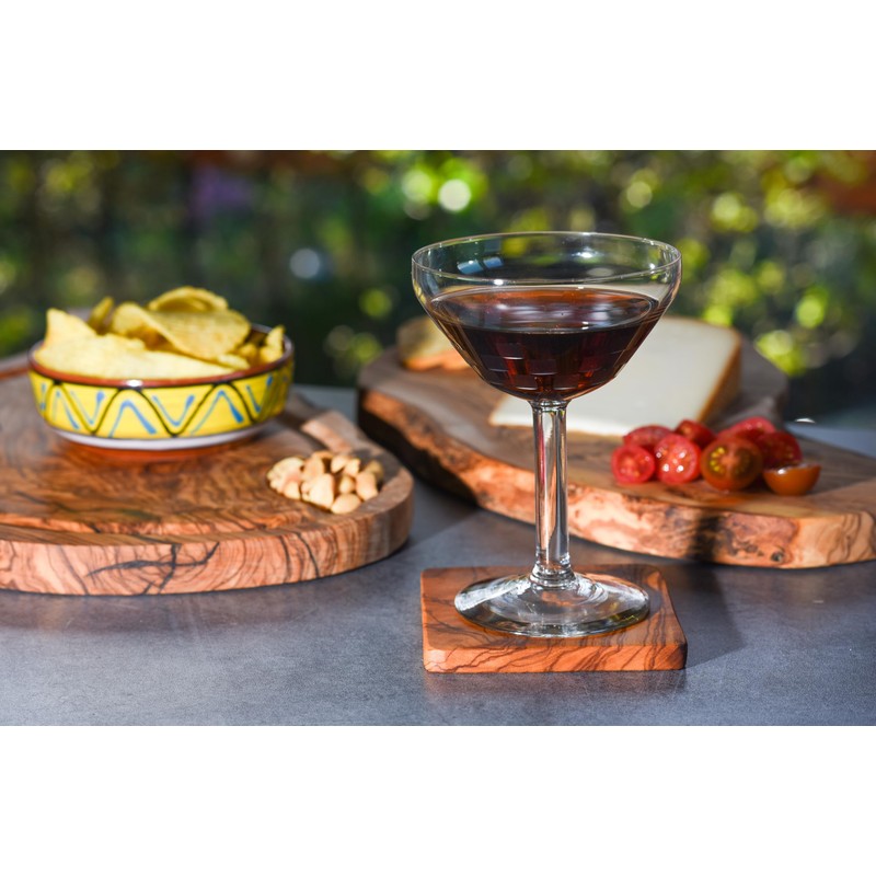 Cleminson Olive Wood Coasters 9cm (Set of 6) in Cotton