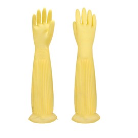 Rubber Cleaning Gloves,Waterproof and Oil-resistance Glove for kitchen Cleaning,Clothes Washing,Household Cleaning, Dishwashing,Car Wash,Indoor and Outdoor Cleaning (55CM Yellow, L)