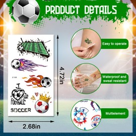 10 Sheets Soccer Temporary Tattoos Sports Themed Birthday Party Decorations Soccer Temporary Tattoo Sticker World Cup Fake Tattoo for Men Women Ball Game Party Favor Makeup Costume Supplies