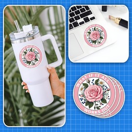 Set 3Pcs What If It All Works Out Sticker Floral Mental Health Inspirational Encouraging Reminder Positivity Waterproof Die-cut Vinyl 2 Inches Sticker for Water Bottle Laptop Phone for Friend Coworker