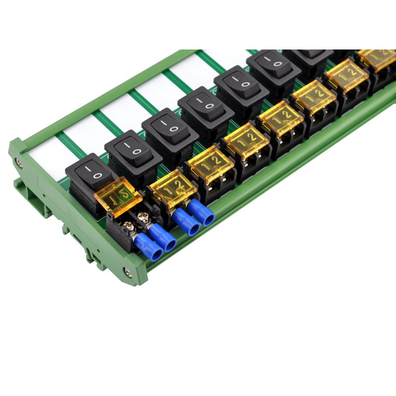 DIN Rail Mount Rocker Switch Module, 10Amp 250VAC/50VDC (16 Channel)