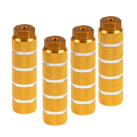 KINSPORY 4PC Bike Pegs for 3/8 inch Axles, Aluminum Alloy Anti-Skid BMX Bicycle Pegs for Mountain Bike Backseats Stands Cycling Rear Stunt Pegs (Stripe Yellow)