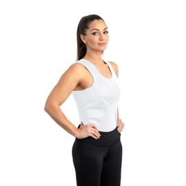 CCW Tactical Concealed Carry Holster Tank Top for Women | Quick Access Open Pocket with Large Storage | All Season Moisture Wicking Compression Shirt | Womens Tank Top, White, L