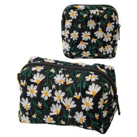 ​KEMUZ Kosmetiktasche klein Make-up Tasche [2er Set] – Stylische Stoff Make-up Pouch für Damen, Reise Kulturbeutel mit Innentaschen, Praktisch für Unterwegs & Alltag