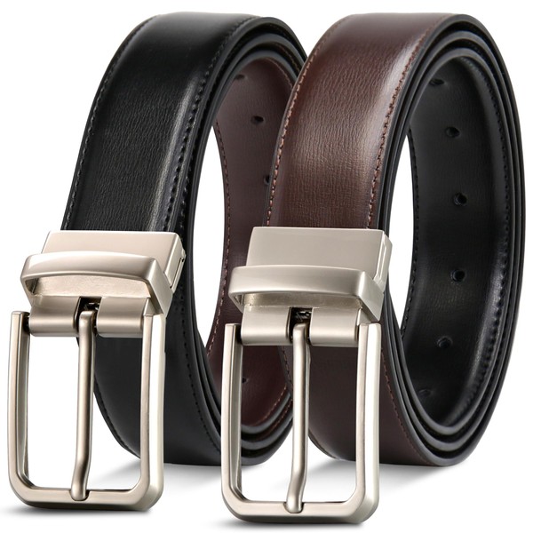 LCG LUCHENGYI Men's Reversible Leather Belts 1 Pack, Casual Two
