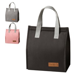 LOYOBOHO Simple Thermal Bag Portable Lunch Bag Reusable Lunch Bag Large Capacity Thermal Insulation Aluminum Foil Liner to Keep Food Cold Or Hot(One Pack) (Black)