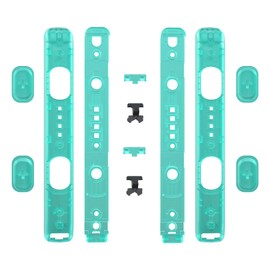 Soft Touch Replacement Case for eXtremeRate Switch Joycon Strap, Hardware Rail Not Included, Clear Material Custom Joycon Strap Housing Buttons for Switch Joycon - 2 Pack [Emerald Green]