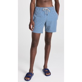 Fair Harbor Men's Bayberry Swim Trunks 7", Navy Geo, Blue, Print, S