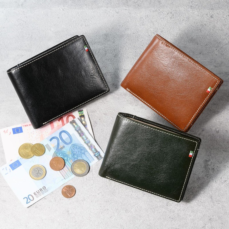 MILAGRO CA-Y-660 Tamponato Leather Bifold Wallet with Coin Purse (Men's