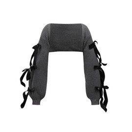 Verdusa Women's Bow Tie Bolero Shrug Knit Cropped Crochet Ballet Shoulder Shrug Long Sleeve Sweater Dark Grey Large