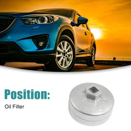 ACROPIX Cap Oil Filter Wrench Housing Socket Wrench 73mm 15 Flutes Model 905 Silver Tone 1pcs