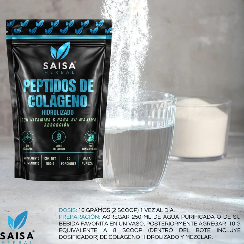 Colágeno Hidrolizado 100 Puro Polvo 500 Saborizantes Colorantes Suplemento Alimenticio