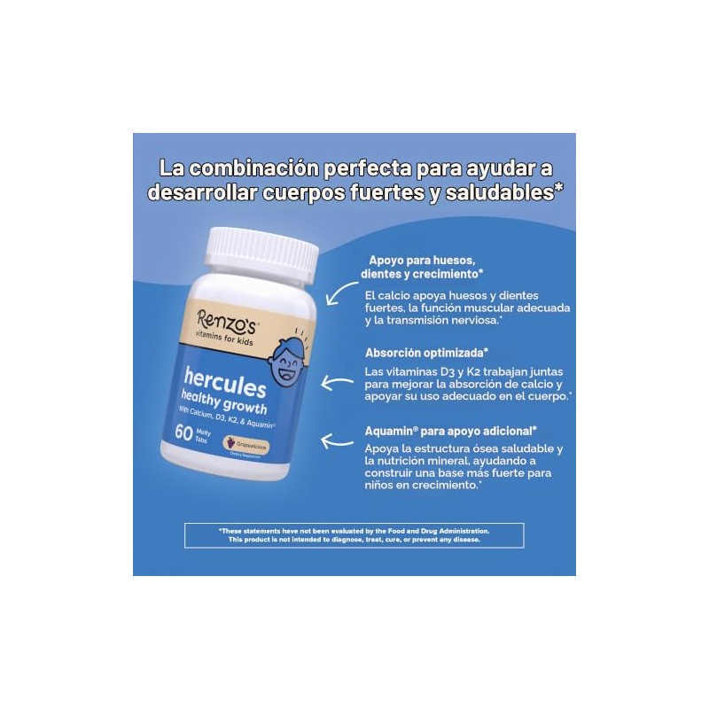 Renzos Hercules Suplemento De Calcio Con Vitamina D3 Y K2