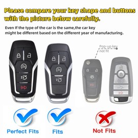 RFSRZ Car Key Fob Shell Cover Protective Case with Premium Shell Wristlet Fits for Ford F150 F250 Fusion Edge Explorer Mustang Lincoln MKZ MKC 2013-2017 (Black)