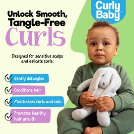 CurlyBaby Curly Shampoo - Tear-Free, Fragrance-Free, Dermatologist-Tested, Kids Shampoo for Curly, Kinky, Coily Hair - Gentle Cleanse, Moisturizing, Promotes Healthy Hair Growth - 8oz