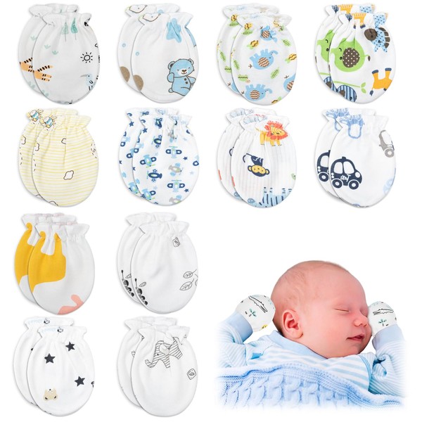12 Pairs Baby Mittens Newborn Mittens For Babies 0-6 Months
