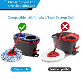 3 Pack Mop Replacement Heads+1PCS Triangle Base Compatible with Vileda 2 Tank System Mop Head Replacement, Easy Cleaning Refills for Efficient Floor Cleaning