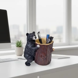Black Bear Resin Storage Box-Hand-painted Textured Design-Cute and Fun Desk DecorColor: As picture, Size: One Size