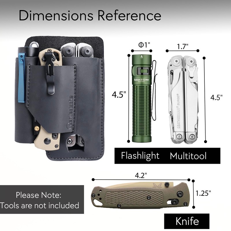 Gentlestache Leather Multitool Sheath - Belt Clip EDC Belt Organizer