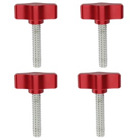 HARSKIYER 4 Pcs 1/4-20 x 1-1/4 Inch Thumb Screws, Stainless Steel Thread with Red Aluminum Knob, Thumb Screw Fasteners for Woodworking, Indoor, Outdoor and Equipment Assembly