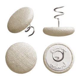 Primpins Long Upholstery Pins - Classic Linen - 20 Colors Available - Fabric Covered Button Twist Pins - Keeps Furniture Covers in Place (Set of 12, Natural)