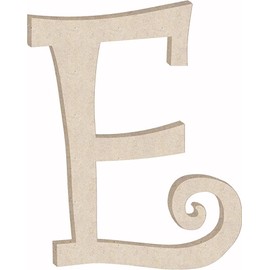 Unfinished 6 Inch Wooden Letter E Curlz Font, Blank Wood Alphabet Girl Letters for Nursery Wall Decor, Paintable Crafts