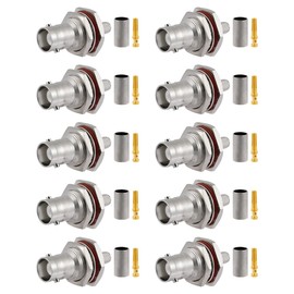 Vecys BNC Connectors 50 Ohm BNC Female Crimp Connector for RG58 RG142 RG400 LMR195 RF Coaxial Cable Pack of 10