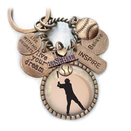 Baseball Player Keychain, Backpack Clip or Necklace, Live Your Dream, Baseball Player Gift, Athlete, Sports, Live With No Regrets, Boys, Teens