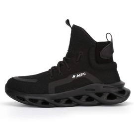 XUNRUO Work Safety Boots for Men and Women Steel Toe Lightweight Breathable Pull on Construction Boots 121 Black 45