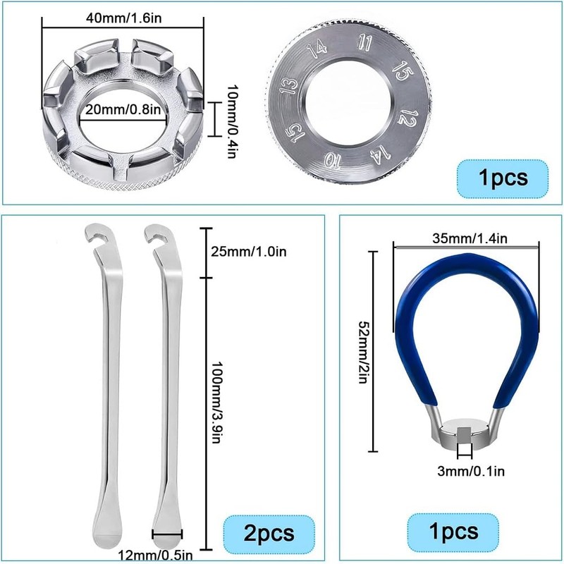 fixinus 4 Piece Bicycle Spoke Wrench, Universal Forged Steel Bike