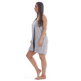 Ladies Towel Wrap 100% Cotton Highly Absorbent Terry Soft Sarong Towel Shower Spa Sauna Beach Gym Towelling Robe Cover-Up (Silver Grey, S/M)