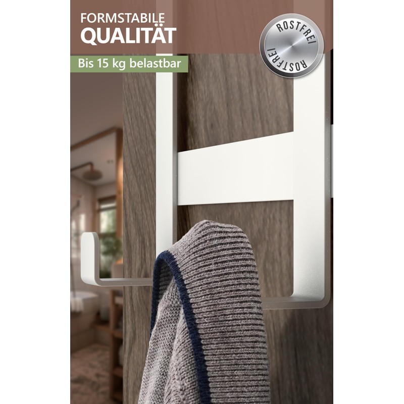 4smile Door Coat Rack for Hanging, Colour: White, Universal Door