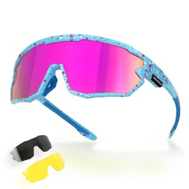 GIEADUN Polarized Glasses Kids Youth Baseball Sunglasses Adult Men Women Cycling Goggles with 3 lenses,Fishing,Ski Golff(Adult)