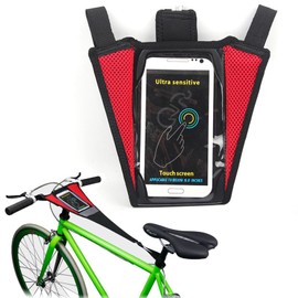 Yeanifeana Bike Frame Sweat Net, Premium Fabric Bicycle Frame Sweat Guard Protector for Road/Mountain Bikes, Anti-Slip, Breathable, Adjustable Training Sweat Net (Red)