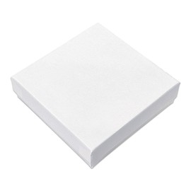 TheDisplayGuys - 100-Pack #33 Cardboard Linen Paper Jewelry Boxes Gift Cases w. Cotton Padding - White (3.5" x 3.5" x 1.0")