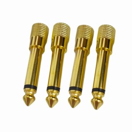 bnafes 1/4 Mono to 1/8 Mono Adapter, 6.35mm TS Male Plug to 3.5mm Female (Mono to Mono) Audio Adaptor Audio Connector Golden - (4 Pcs)