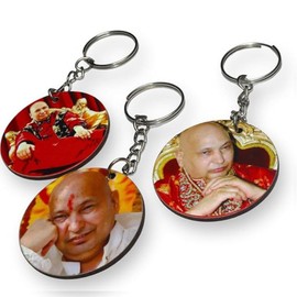 Generic BLESSINGS HUB (Set of 4) GURU JI SWAROOP/Photo Golden Metal Key Chains/Key Rings For Any Keys, Mediun