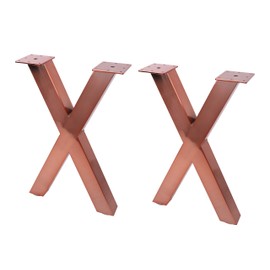 ECLV 18" Dining Bench Legs, X-Shaped Steel Table Legs, Coffee Table Legs,Computer Desk Legs,Industrial Kitchen Table Legs,Set of 2,Black (Copper)