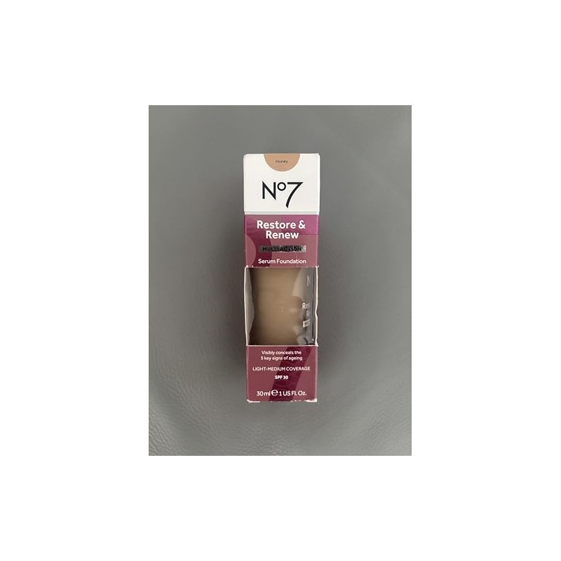 No7 Restore and Renew Multi Action Serum Foundation, Honey, 30ml